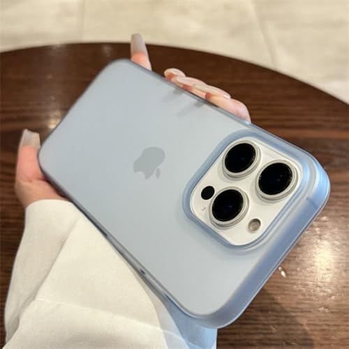 LYWZDZQ Funda de Silicona Suave Mate Transparente para iPhone 16, 15, 14 Pro MAX Plus, 13, 12, 11, XR, XS, XsMax y 8, a Prueba de Golpes, Color Azul, para iPhone 15 Pro