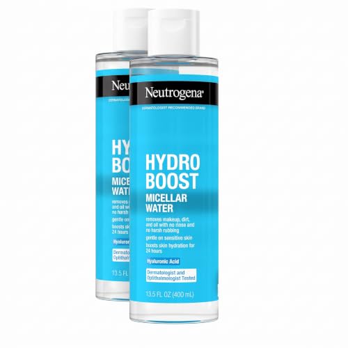 Neutrogena Hydro Boost Micellar Water with Hyaluronic Acid,Micellar Cleansing Water for Sensitive Skin,Removes Makeup,Dirt &amp; Oil,Alcohol-Free,13.5 fl oz,(Pack of 2)