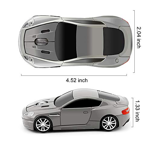 Ecoinva Wireless Sports Car Mouse Laptop Desktop Mouse Computer Optical Mice 2.4Ghz Usb Mouse (Gray) #TOP6