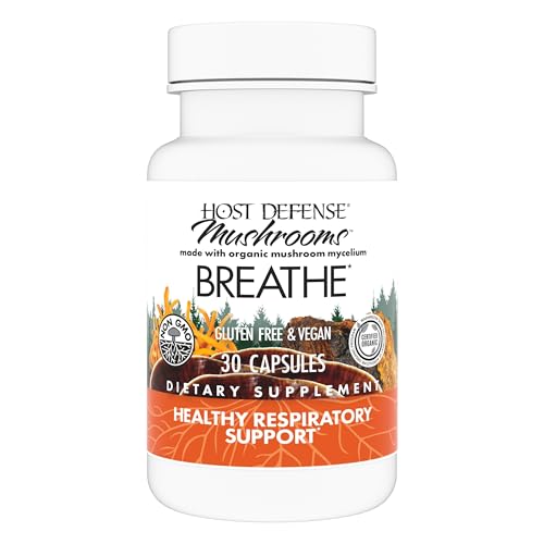 Host Defense - Breathe Capsules, Mushroom Support for Respiratory Health, 30 Count