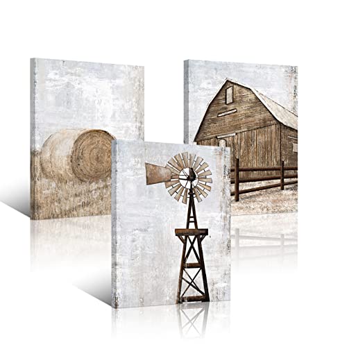 HOMEOART-Farmhouse-Wall-Art-Rustic-Barn-Windmill-Cornfield-Pictures-Countryside-Rural-Landscape-Painting-Canvas-Artwork-Stretched-and-Framed-Ready-to-Hang-Home-Decor-12x16x3-Pieces HOMEOART Farmhouse Wall Art Rustic Barn Windmill Cornfield Pictures Countryside Rural Landscape Painting Canvas Artwork Stretched and Framed Ready to Hang Home Decor 12x16x3 Pieces