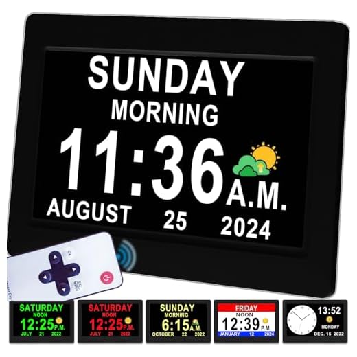 Véfaîî Digital Clock with Day Date for Elderly 19 Alarms Custom Reminders, Large Calendar Dementia Clock, AM/PM, Auto DST, Memory Function, Adaptor Included- Perfect Organizer for Home & School