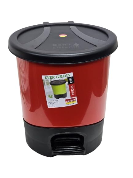 Image of ARISTO Unique Modern Plastic Pedal Dustbin 8.0 LTR (Red)
