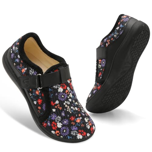 Image of Spesoul Wide Womens Slippers Adjustable House Shoes Indoor Outdoor Barefoot Slippers Cozy Walking Shoe Swollen Edema Diabetic Shoes
