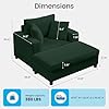 Mjkone Oversized Chaise Lounge Chair With Ottoman - 50" Deep Corduroy Sofa Chair For Living Room, Black