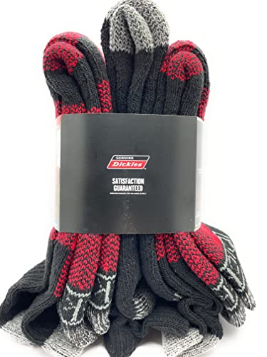 Dickies Genuine Men’s 3-Pairs Steel Toe Crew Performance Thermals Socks, Wool Blend , Multicolor (Red, Black & Gray) Pack Of 1 #TOP26