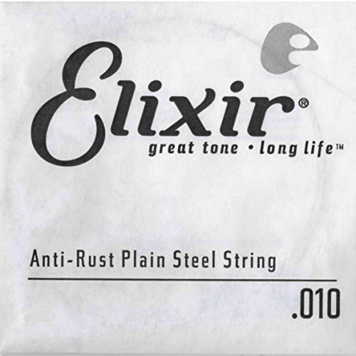 Elixir Strings, Anti-Rust Plain Steel String, For Acoustic or Electric Guitars, Longest-Lasting Tone with Comfortable Feel, Single String 10