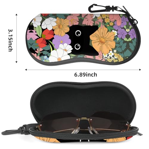 Image of Sunglasses Soft Case, Cute Ultra Light Portable Neoprene Zipper Eyeglass Glasses Case with Belt Clip for Men Women