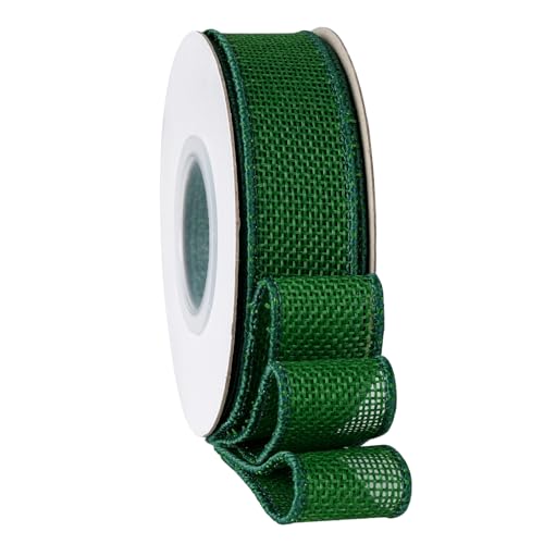 SDZMDL Green Burlap Wired Ribbon Ribbon with Wire Edge for Fathers Day Decor Gift Wrapping Bows Outdoors Wreath. 1 Inch x 10 Yards/Roll.