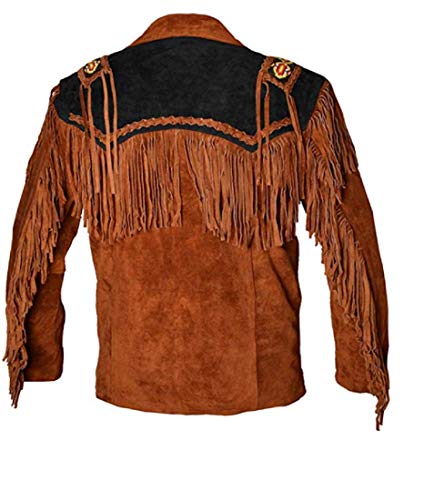Image of LEATHERAY Western Leather Jackets for Men Cowboy Leather Jacket and Fringe Beaded Coat Suede Leather shirt