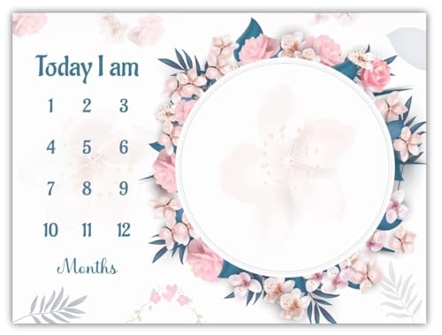 Image of Baby Monthly Milestone Blanket | 1-12 Months | Soft All-Season AC Blanket | Ideal for Newborn Boys & Girls | Perfect Growth Tracker & Photoshoot Prop with Blossom Theme | 120x90 cm