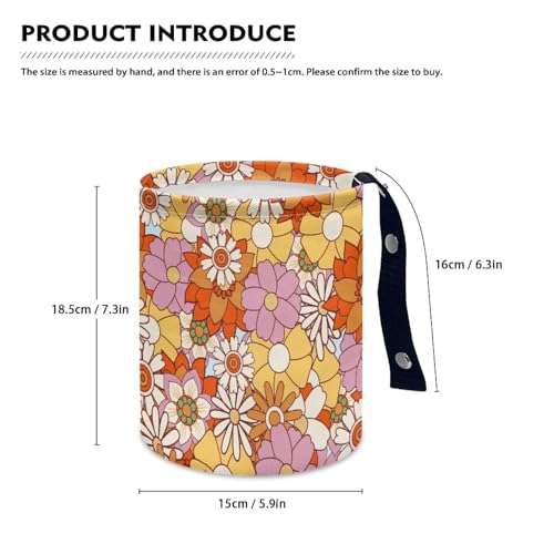 Image of Cute Car Trash Can Seat for Car Front Seat, Back Seat, Floor, Headrest, Rubbish Bin Bright Hippie Flower Print Car Accessories Interior Universal Collapsible Trash Can