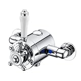 ENKI, Dulwich, T59, Traditional Thermostatic Shower Valve Concentric Top or Bottom Outlet Cross Handle and Ceramic Lever