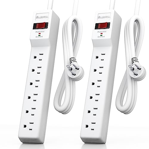 2 Pack Surge Protector (980 Joules), Flat Plug Power Strip, 4FT E...