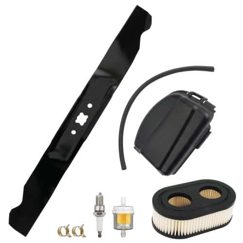 joytrace 942-0741A Replacement Kit for Troy-Bilt TB110/TB115/TB200/TB230 Lawn Mower - Mulching Blade 942-0741A+ Air Filter Cover 594106/595658 + Spark Plug + Fuel System Cleaner