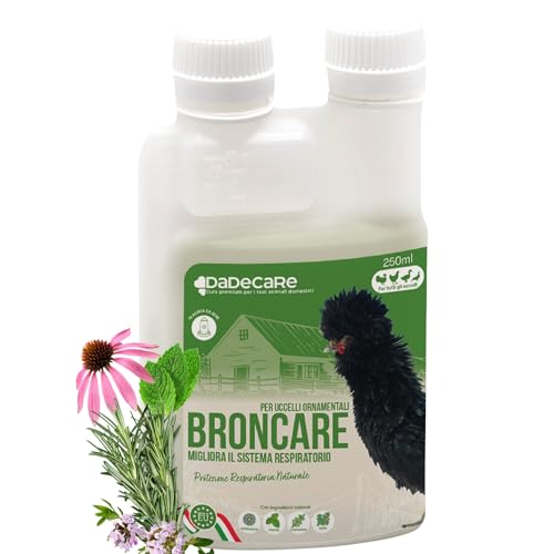 DADECARE Bronzo Respiratorio 250 ml con ADEC - Galline, Pollame ed Esotici - Oli Essenziali, Rinforzo Immunologico e Respiratorio - Echinacea, Menta, Timo e Rosmarino