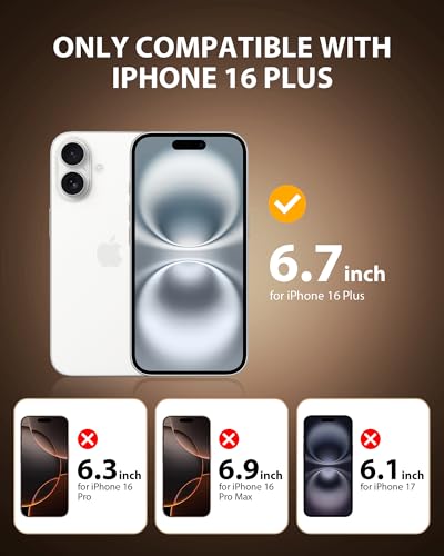 Image of PDDKISS 2 Pack Privacy Screen Protector for iPhone 16 Plus (2024) 6.7 inch Black Anti Spy Tempered Glass