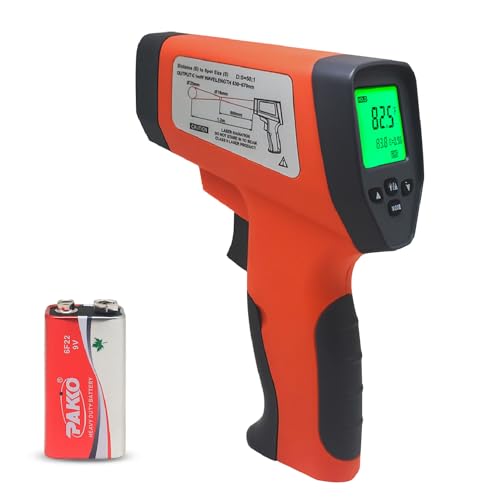Non-Contact Digital Laser IR Temperature Gun with Adjustable Emissivity，Flashlight HD Backlight LCD Temp Display for Kitchen Food Cooking/Industrial Scientific Test or Measure (Retro)