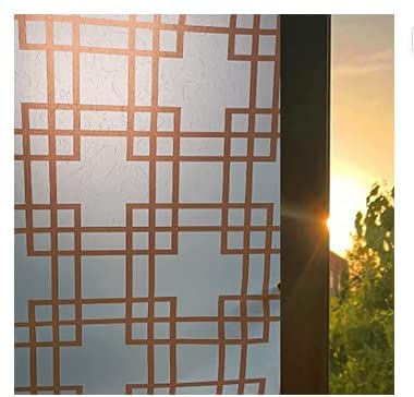 Image of SUNBIRD Window Privacy Film, Decorative Stained Glass Window Film, Frosted Window Tinting Film for Home, House Door Glass ('12 X 78' INCHES, Black Desert)