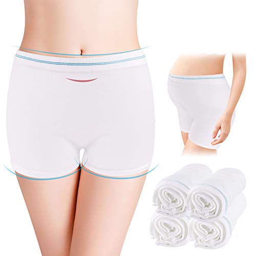 Mesh Panties Postpartum, 4 Pack Disposable Mesh Postpartum Underwear Washable Reusable C-Section High Waist Underwear Breathable Hospital Mesh Surgical Underwear for Women Disposable Maternity Pants