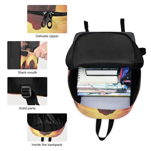 Silhouettes Sasquatch Vintage Print Backpack Set with Lunch Bag, Large Capacity Travel Backpacks and Lunch Box Insulated for Commute Hiking Picnic3