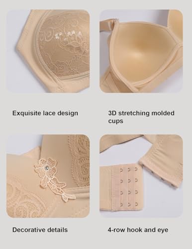 Everyday Bra for Women Lace Full Coverage Compression Bra Unlined Bras Lightly Padded Bras for Women4