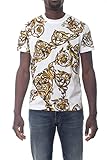 100 % Baumwolle Versace Jeans Couture Baumwoll-T-Shirt mit Blumendruck, Weiß, Weiß, Klein