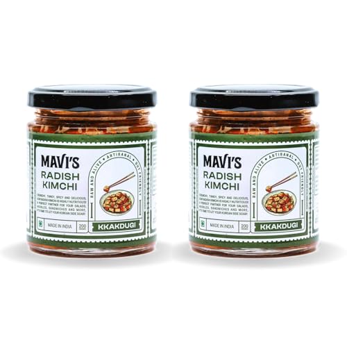 Image of MAVI's Radish Kimchi | Korean Kimchi | Artisanal Probiotic Pickle | Natural, Organic & Vegan | No Preservatives, No Artificial Flavour or Colour | 500g Each (Pack of 2)