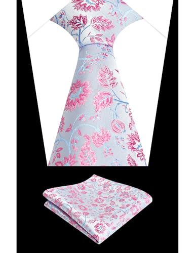 Image of Alizeal Mens 3.15inches Leaf Flower Pattern Tie Set