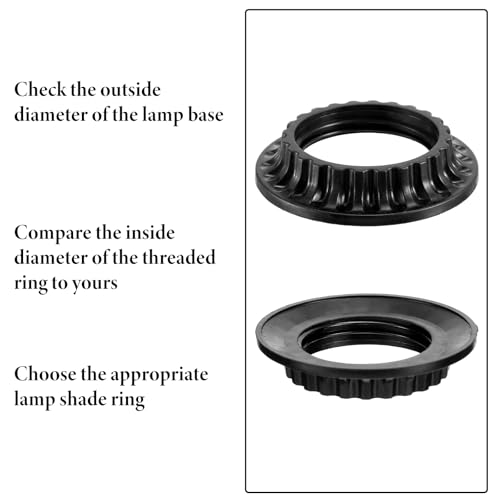 Image of 4 Pcs E26 Socket Ring Lamp Shade Adapter Ring Ring Replacement Screws E26 Light Socket Shade Rings Collar Rings Thread Diameter Lamp Shade Retaining Ring For E26 Sockets Rings For Light Fixtures