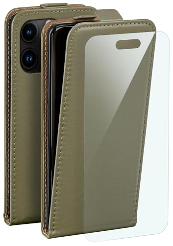 Film et étui de protection Apple iPhone 16 Pro moex cuir synthétique vert olive clapet 360
