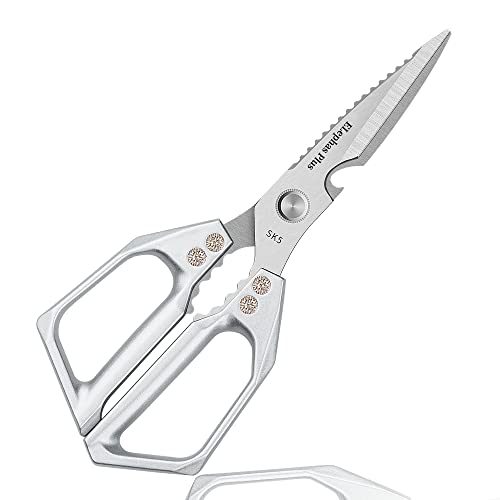 ELephas Plus Kitchen Scissors, Multi-Purpose Kitchen Shears, Heavy Duty Meat Scissors Poultry Shears, Stainless Steel Sharp Cooking Scissors for Kitchen, Chicken, Poultry, Fish, Meat (sliver)