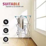 1ABOVE Premium Quality, Alloy Steel 3 Tier Clothes Airer Dryer Laundry Drying Washing Line Horse Indoor Outdoor Towel Rack-15m Drying Space- Non-Slip Feet and Corner spaces for Hangers - Image 4