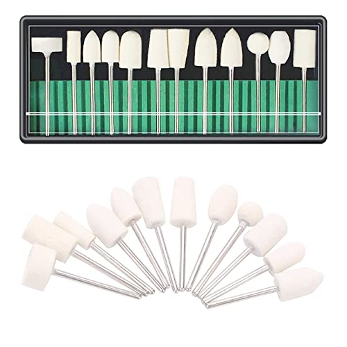 Woohome Têtes de Polissage, 12 PCS Roue de Polissage en Laine, Accessoires de Polissage de Meule de Polissage avec Tige Métal Pour Accessoires Dremel Outils...