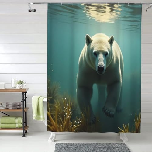 Rideau de douche moderne lavable en machine 152 x 183 cm ours - 2