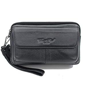 Leder-Clutch-Tasche Handgelenk-Geldbörse für Männer Frauen Reisen Outdoor Business Organizer Wristlet Strap Pouch Coin Money Wallet Handtasche Mehrzweck-Handyhalter Daypack
