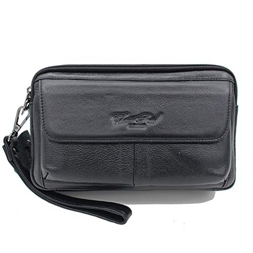 Leder-Clutch-Tasche Handgelenk-Geldbörse für Männer Frauen Reisen Outdoor Business Organizer Wristlet Strap Pouch Coin Money Wallet Handtasche Mehrzweck-Handyhalter Daypack