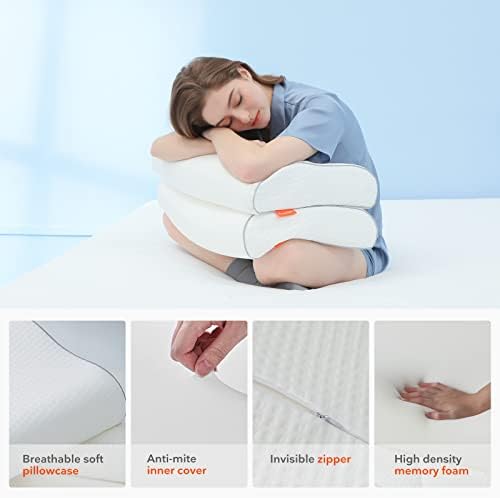 Sweetnight Memory Foam Pillow, Orthopaedic Pillows- Ergonomic Anti Snore Contour Cervical Cooling Bed Pillows for Night Sweats with Washable Pillow case 60 X 40cm, White