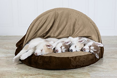 Furhaven 35" Round Orthopedic Dog Bed Microvelvet Snuggery W/ Removable Washable Cover - Espresso, 35-Inch #TOP2