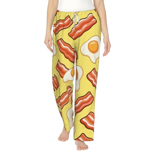 Pantalon pyjama polaire femme motif bacon œufs, le cadeau idéal pour des soirées cocooning