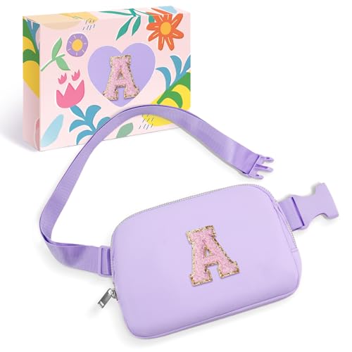 Image of COSHAYSOO Purple Initial Letter Sling Crossbody Bag Girls Purse Age 4-6 5-7 6-8 8-10 10-12 Shoulder Bag, Unique Birthday Gifts Trendy Stuff Tween Preteen Girl 6 7 8 9 10 11 12 Year Old Monogram A