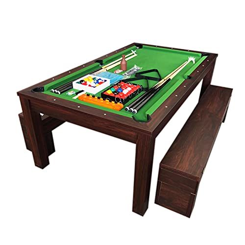 Table de Billard Vert Convertible 7 Pieds Snooker avec Couverture et bancs – Rich Vert