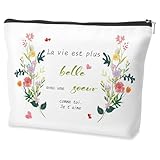 TAILLE DU PRODUIT :Ce sac à cosmétiques mesure environ 23x18cm, parfait pour ranger les cosmétiques, les bijoux, les effets personnels, etc. à la maison ou en voyage. Il est léger et a une grande capacité de stockage.cadeau pour ma sœur;cadeaux soeur noel