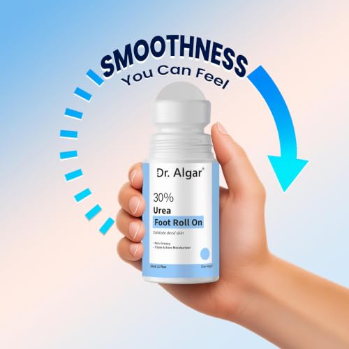 Image of Dr. Algar 30% Urea Foot Roll On for Dry & Cracked Heels | Intensive Moisturizing Foot Care | Softens Rough Skin & Calluses | Fast Absorbing Heel Repair Formula | 50 ML