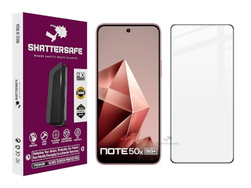 Image of Shattersafe Oleophobic Tempered Glass Screen Protector Compatible For Infinix Note 50x 5G [Pack of 1]. Edge To Edge Full Screen Protection With Easy Installation Kit & Case Friendly Fit.