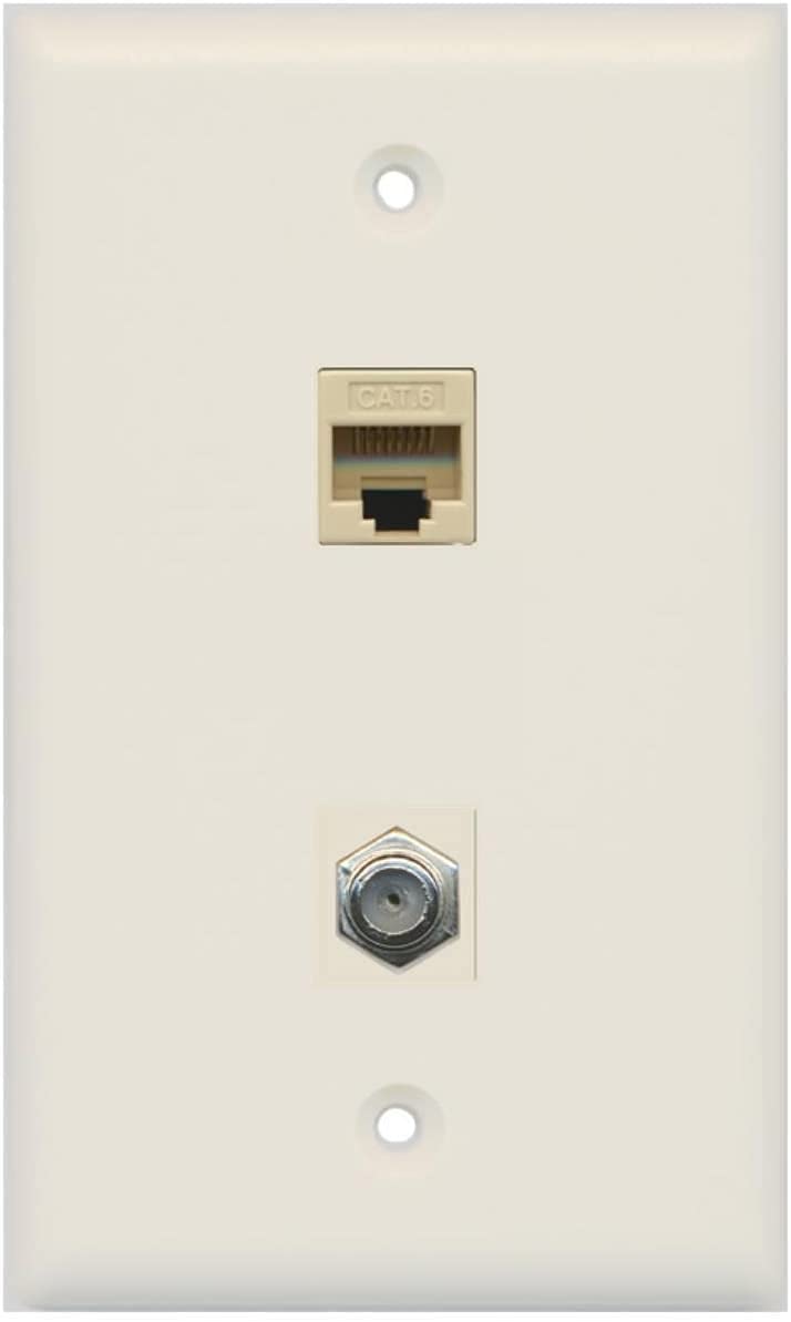 RiteAV Wandplaat – 1x Cat6 Afgeschermd + 1x Coax TV Poort, Wit, Female-to-female