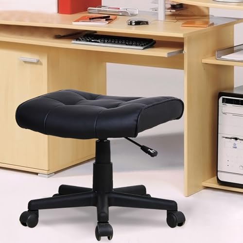 Taburete con ruedas de altura ajustable, de piel sintética, giratorio, para taller, guitarra, laboratorio, tatuaje, banco de trabajo médico