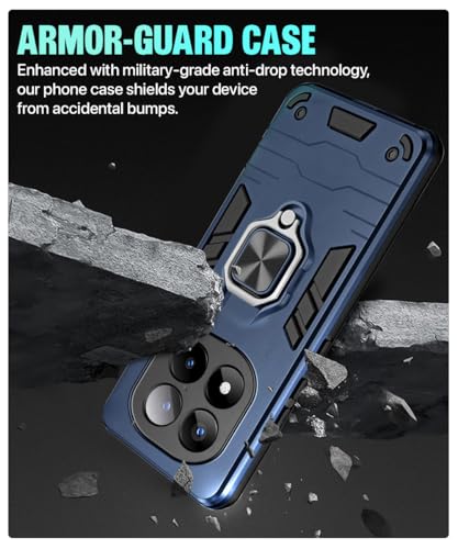 Image of WOW IMAGINE Shock Proof Back Case Mobile Cover for Redmi Note 14 Pro Plus 5G | Back Cover Case (Tough Armor | Hybrid PC + TPU | Ring Holder & in-Built Kickstand | Blue)