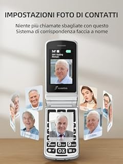 SweetLink Telefono Cellulare per Anziani con Tasti Grandi, GSM Flip Telefoni Cellulari per Anziani, Volume Alto, Funzione SOS, 2.4" Display, Contatti con Immagini, Incompatibile con iliad, Nero