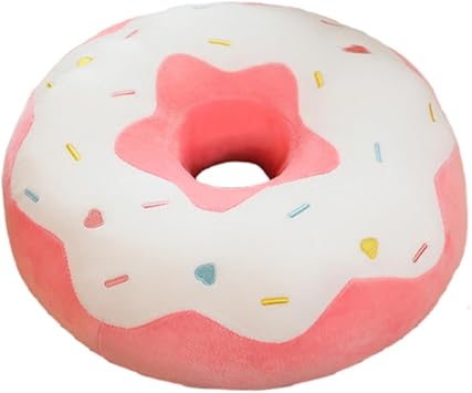 YUDONG Round Donut Pillow 15 Inches Soft Plush Funny Food Stuffed Decor Seat Pad Cushion for Couch Chair Floor Sofa White Pink